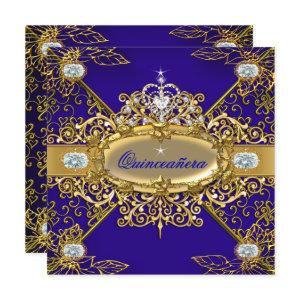 Elite Quinceanera Royal Blue Gold Damask 15th