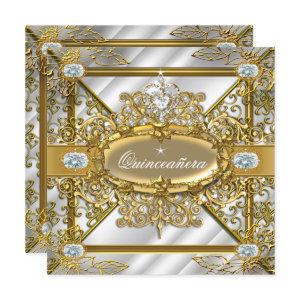 Elite Quinceanera Silver Gold Damask 15th Birthday