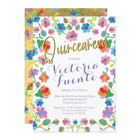 Embroidery Floral Quinceañera  Mexican Spanish