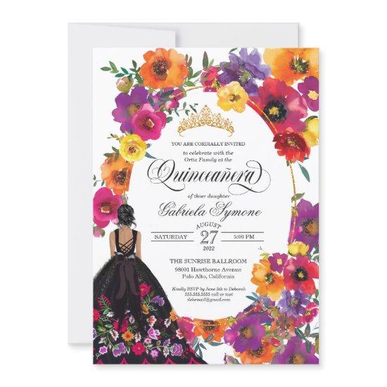 Embroidery Flowers Watercolor Floral Quinceañera I