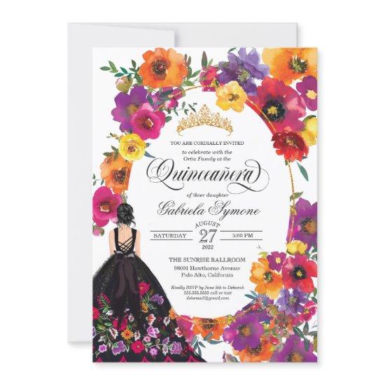 Embroidery Flowers Watercolor Floral Quinceañera