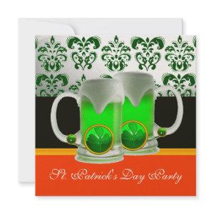 EMERAL GREEN WHITE  DAMASK ,SHAMROCK ,Black Orange
