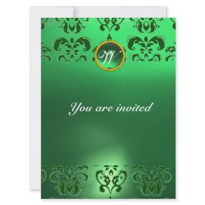 EMERALD DAMASK GEM STONE MONOGRAM green