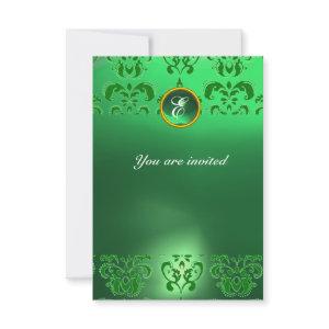 EMERALD DAMASK GEM STONE MONOGRAM green