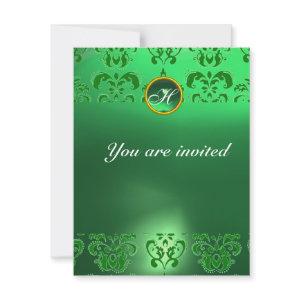 EMERALD DAMASK GEM STONE MONOGRAM green