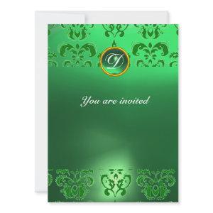 EMERALD DAMASK GEM STONE MONOGRAM green