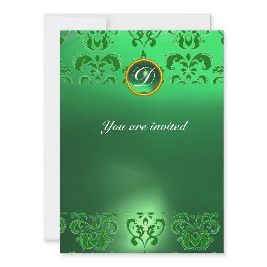 EMERALD DAMASK GEM STONE MONOGRAM green