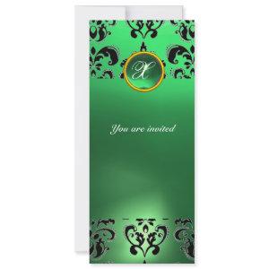 EMERALD DAMASK GEM STONE MONOGRAM green