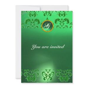 EMERALD DAMASK GEM STONE MONOGRAM green