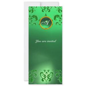 EMERALD DAMASK GEM STONE MONOGRAM green
