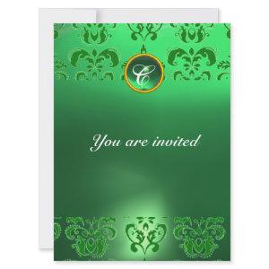 EMERALD DAMASK GEM STONE MONOGRAM green