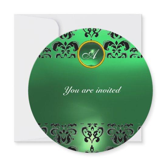 EMERALD DAMASK GEM STONE MONOGRAM green red