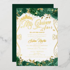 Emerald Floral Scroll Mis Quince Quinceanera  Foil