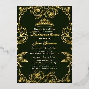 Emerald Gold Rose Garden Quinceanera Foil
