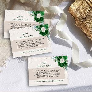 Emerald Green and Ivory Rose Custom Details Enclosure Card