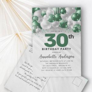 Emerald Green Balloon Glitter Any Age Birthday  Postcard