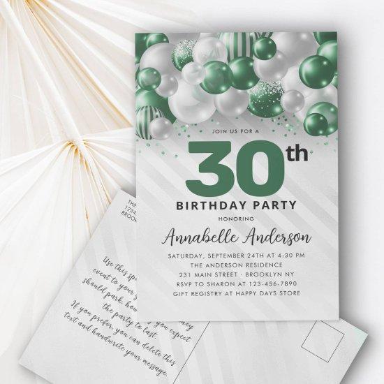 Emerald Green Balloon Glitter Any Age Birthday  Postcard