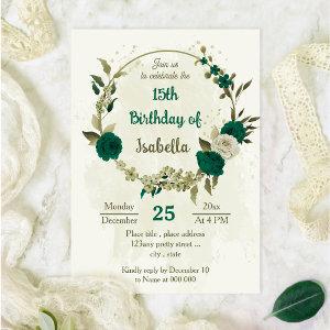 emerald green beige flowers birthday