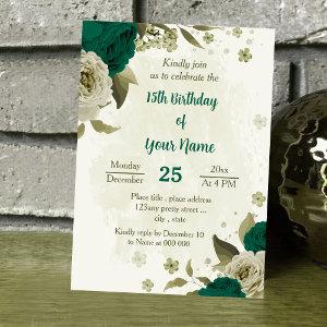 emerald green beige flowers birthday