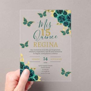 Emerald Green Butterflies Quinceañera Acrylic