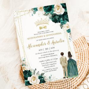 Emerald Green Champagne Twins Boy Girl Quinceañera
