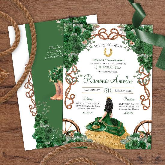 Emerald Green Country Western Charro Quinceañera