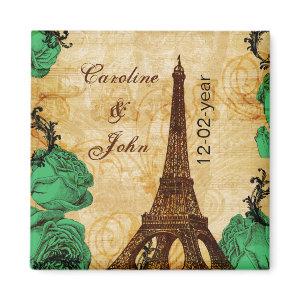 emerald green eiffel tower Paris save the date Magnet