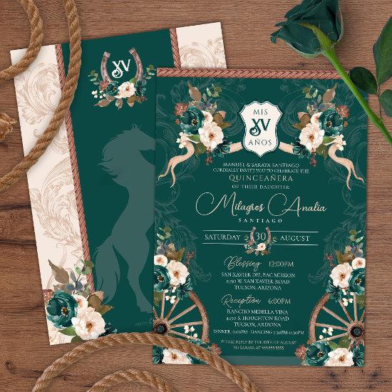 Emerald Green Elegant Baroque Charra Quinceañera