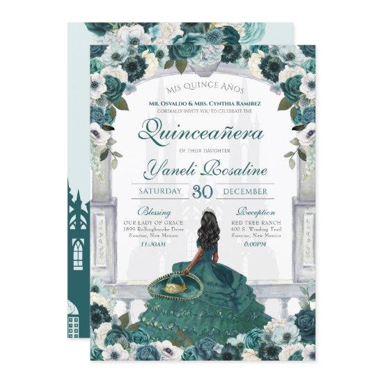 Emerald Green Elegant Charro Princess Quinceanera