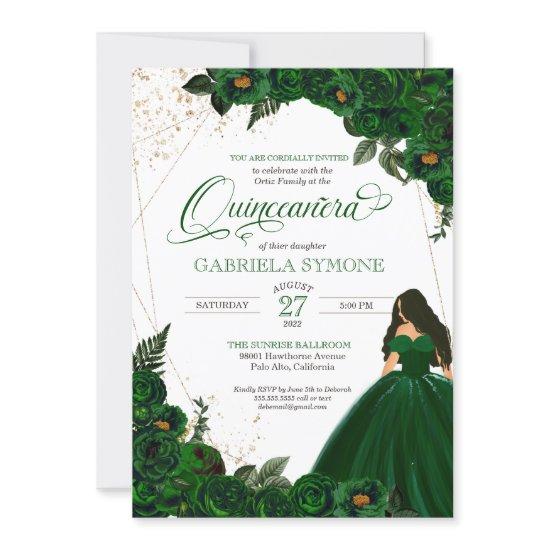 Emerald Green Elegant Roses and Gown 2 Quinceanera