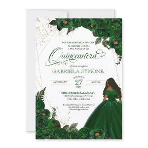 Emerald Green Elegant Roses and Gown 2 Quinceanera
