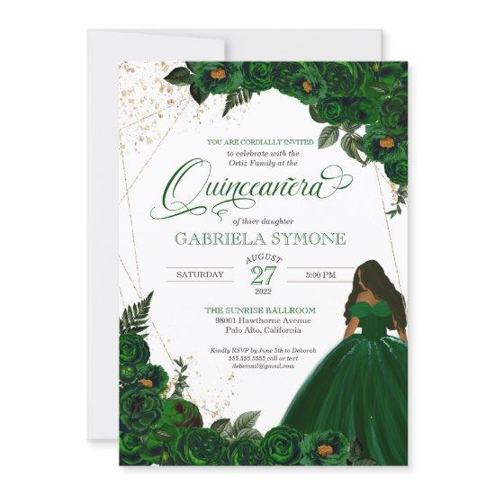 Emerald Green Elegant Roses and Gown 2 Quinceanera