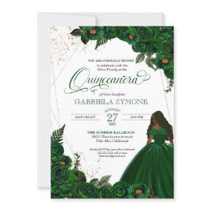 Emerald Green Elegant Roses and Gown 2 Quinceanera