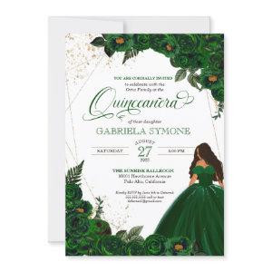 Emerald Green Elegant Roses and Gown 2 Quinceanera