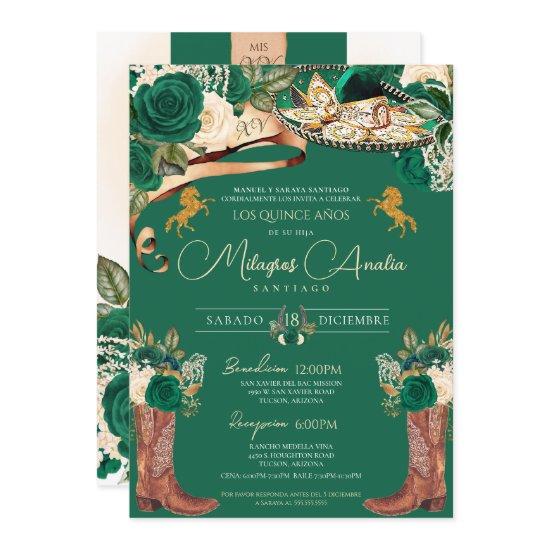 Emerald Green Fancy Mariachi Charro Quinceanera
