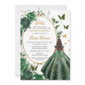 Emerald Green Floral Princess Dress Quinceañera