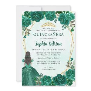 Emerald Green Floral Princess Tiara Quinceañera In