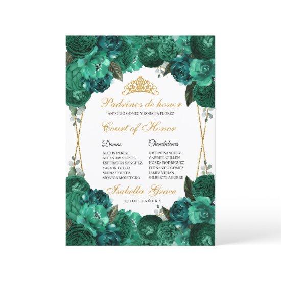 Emerald Green Floral Quinceanera Court of Honor