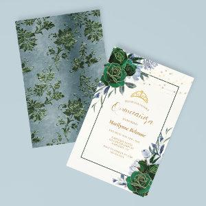 Emerald Green Floral Quinceañera