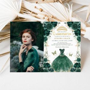 Emerald Green Floral Quinceañera Princess Photo