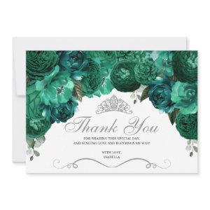 Emerald Green Floral Quinceanera Thank You