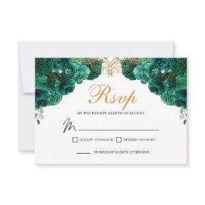 Emerald Green Floral RSVP Enclosure Card