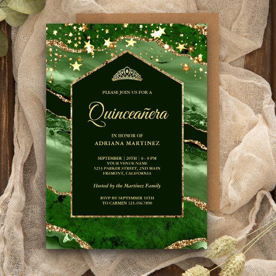 Emerald Green Gold Agate Marble Arch Quinceanera