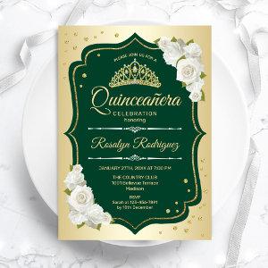 Emerald Green Gold Elegant Quinceanera