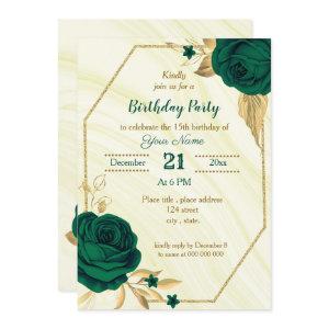 emerald green gold floral birthday party