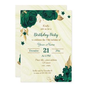 emerald green gold floral birthday party