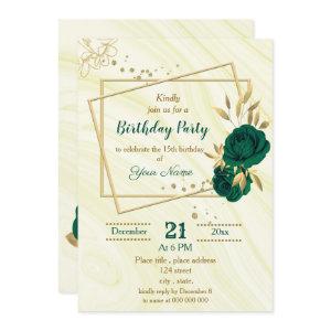 emerald green gold floral geometric birthday party