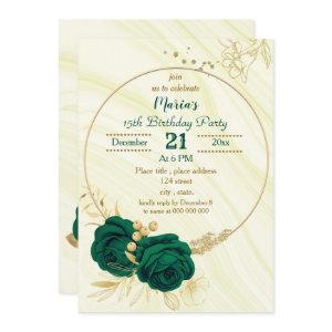 emerald green gold floral geometric birthday party