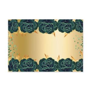 Emerald green gold flowers party stationary card