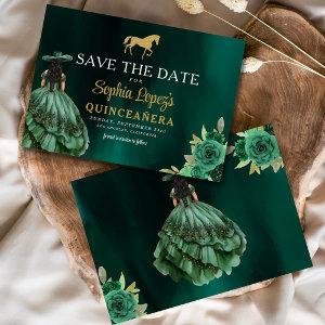 Emerald Green Gold Quinceanera Save The Date